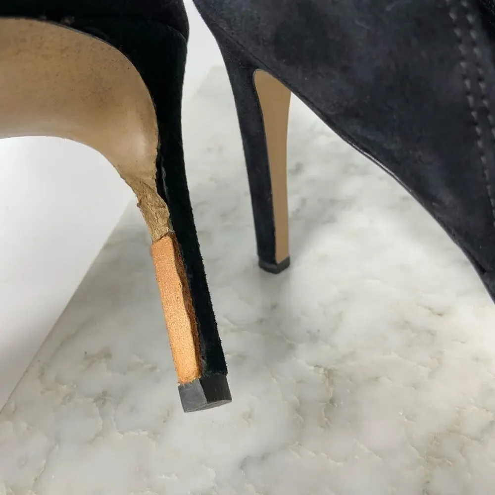 Via Spiga Black Suede Stiletto Heeled Ankle Boots Cutouts Size 10 $220 - Picture 11 of 11